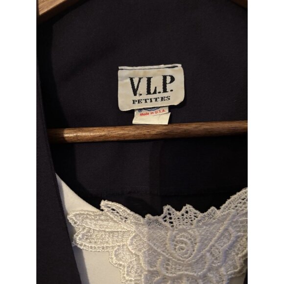 ILGWU Vtg Navy Blue Diner Dress Sz 12 Retro Structured Tailored Cinched Waist - Picture 5 of 6